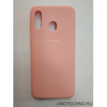 Силиконовая накладка для Samsung Galaxy A20 (Розовая)